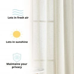 HLC.ME Sheer Curtains Sierra Linen Sheer Grommet Curtain Panels - Ivory - Set Of 2 12 HLC.ME Sheer Curtains Sierra Linen Sheer Grommet Curtain Panels - Ivory - Set Of 2