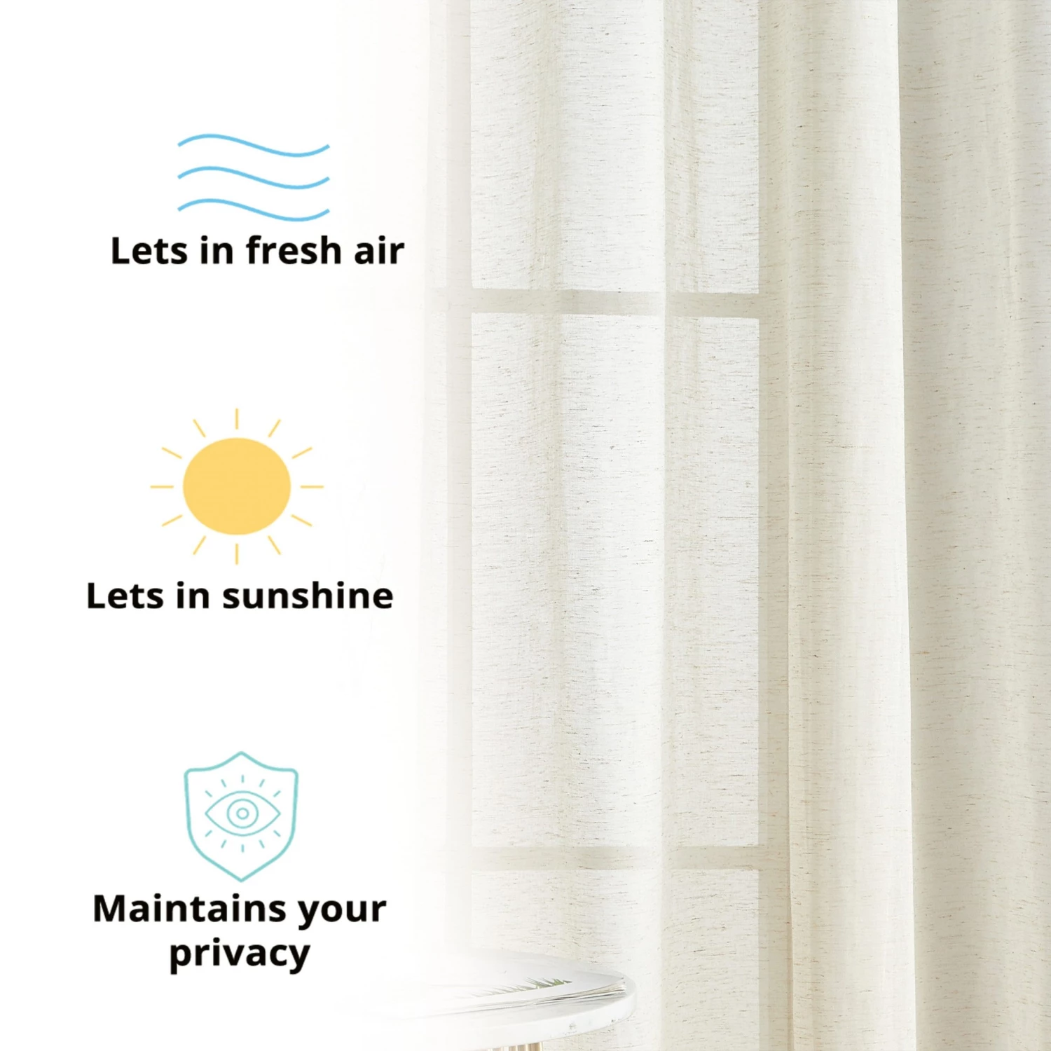 HLC.ME Sheer Curtains Sierra Linen Sheer Grommet Curtain Panels - Ivory - Set Of 2 6 HLC.ME Sheer Curtains Sierra Linen Sheer Grommet Curtain Panels - Ivory - Set Of 2