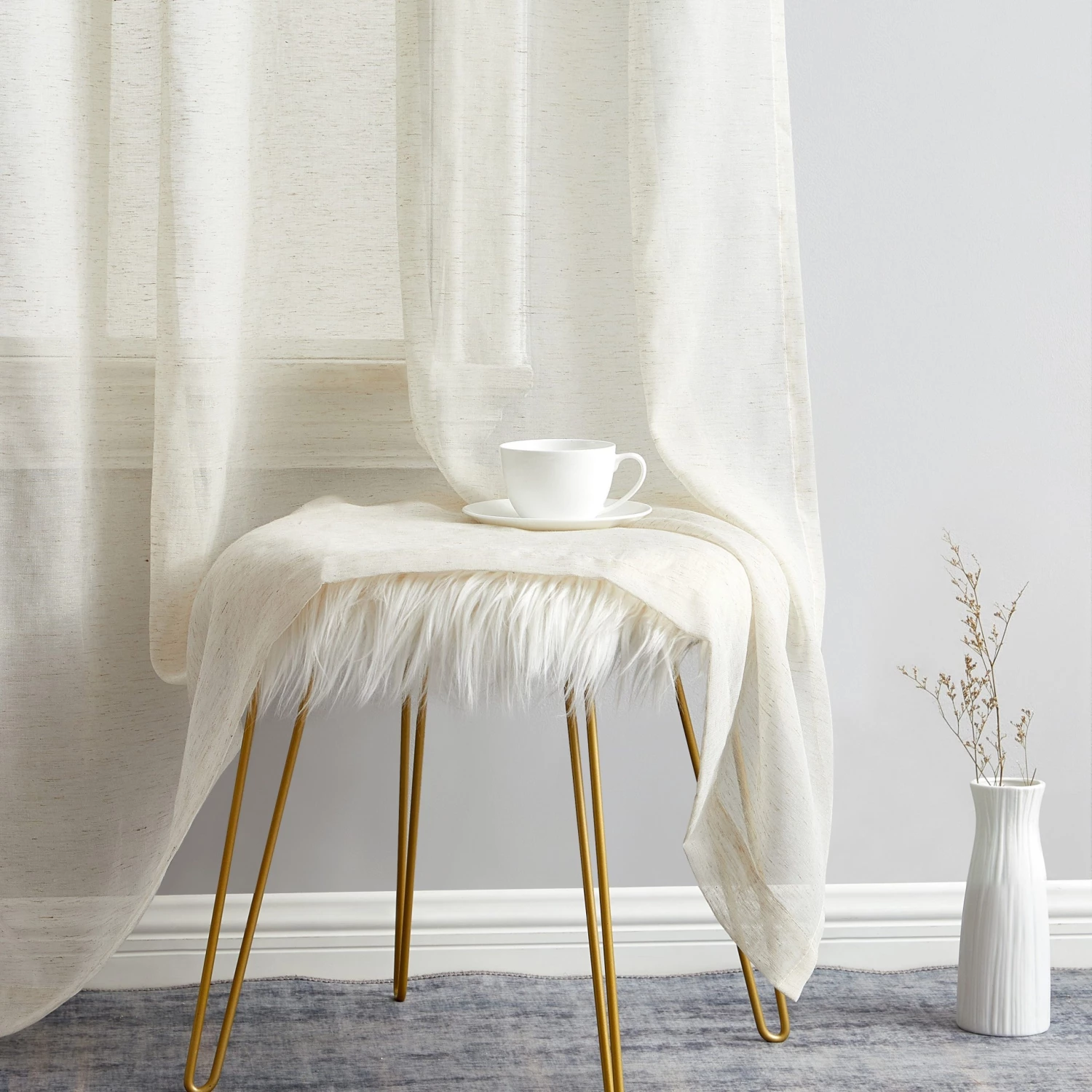 HLC.ME Sheer Curtains Sierra Linen Sheer Grommet Curtain Panels - Ivory - Set Of 2 7 HLC.ME Sheer Curtains Sierra Linen Sheer Grommet Curtain Panels - Ivory - Set Of 2