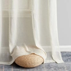 HLC.ME Sheer Curtains Sierra Linen Sheer Grommet Curtain Panels - Ivory - Set Of 2 14 HLC.ME Sheer Curtains Sierra Linen Sheer Grommet Curtain Panels - Ivory - Set Of 2