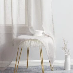 HLC.ME Sierra Linen Sheer Grommet Curtain Panels - Light Grey - Set Of 2