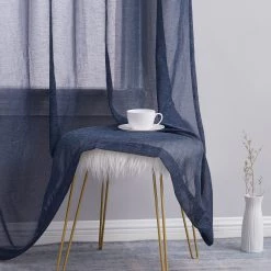 HLC.ME Sierra Linen Sheer Grommet Curtain Panels - Navy Blue - Set Of 2 13 HLC.ME Sierra Linen Sheer Grommet Curtain Panels - Navy Blue - Set Of 2