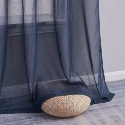 HLC.ME Sierra Linen Sheer Grommet Curtain Panels - Navy Blue - Set Of 2 14 HLC.ME Sierra Linen Sheer Grommet Curtain Panels - Navy Blue - Set Of 2