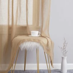 HLC.ME Sierra Linen Sheer Grommet Curtain Panels - Taupe - Set Of 2 13 HLC.ME Sierra Linen Sheer Grommet Curtain Panels - Taupe - Set Of 2