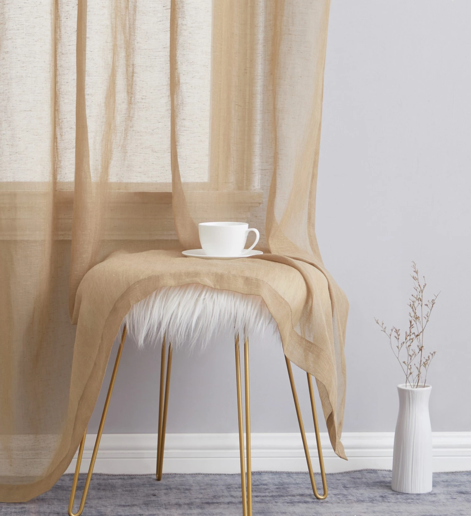 HLC.ME Sierra Linen Sheer Grommet Curtain Panels - Taupe - Set Of 2 7 HLC.ME Sierra Linen Sheer Grommet Curtain Panels - Taupe - Set Of 2