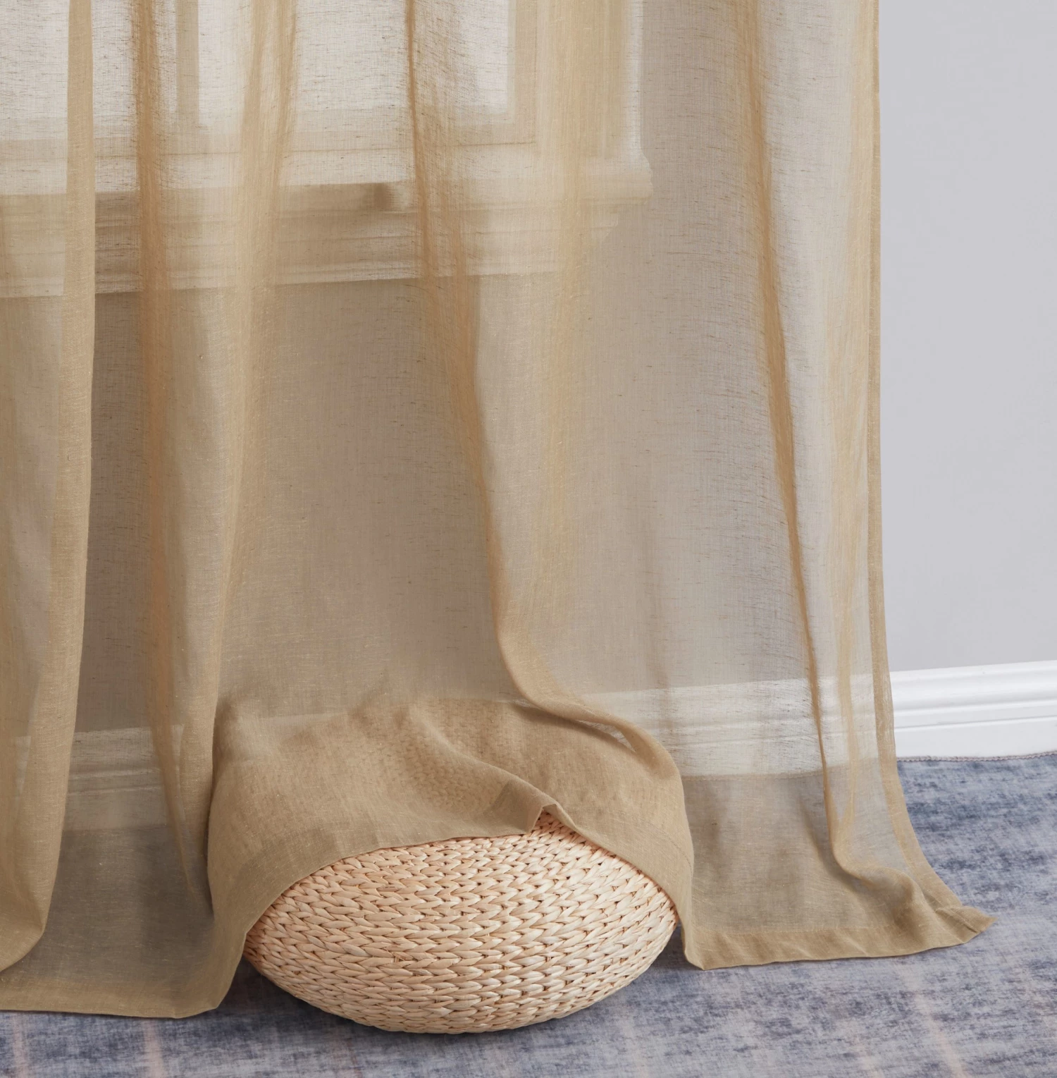 HLC.ME Sierra Linen Sheer Grommet Curtain Panels - Taupe - Set Of 2 8 HLC.ME Sierra Linen Sheer Grommet Curtain Panels - Taupe - Set Of 2