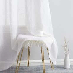 HLC.ME Sheer Curtains Sierra Linen Sheer Grommet Curtain Panels - White - Set Of 2