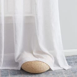 HLC.ME Sheer Curtains Sierra Linen Sheer Grommet Curtain Panels - White - Set Of 2