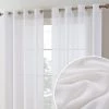 HLC.ME Sheer Curtains Sierra Linen Sheer Grommet Curtain Panels - White - Set Of 2