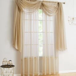 HLC.ME Lucento Sheer Window Scarf - Antique Taupe Sheer Curtains
