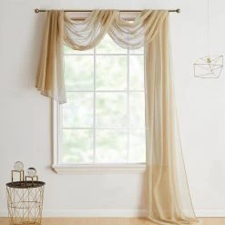 HLC.ME Lucento Sheer Window Scarf - Antique Taupe Sheer Curtains