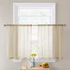 HLC.ME Lucento Sheer Rod Pocket Cafe Tier Panels - Antique Taupe - Set Of 2 Faux Linen Curtains 1 HLC.ME Lucento Sheer Rod Pocket Cafe Tier Panels - Antique Taupe - Set Of 2 Faux Linen Curtains