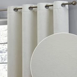 HLC.ME Blackout Curtains Taylor Floral Blackout Grommet Curtain Panels - Beige - Set Of 2