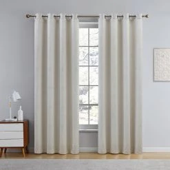 HLC.ME Blackout Curtains Taylor Floral Blackout Grommet Curtain Panels - Beige - Set Of 2