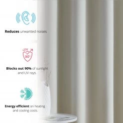 HLC.ME Blackout Curtains Taylor Floral Blackout Grommet Curtain Panels - Beige - Set Of 2 14 HLC.ME Blackout Curtains Taylor Floral Blackout Grommet Curtain Panels - Beige - Set Of 2