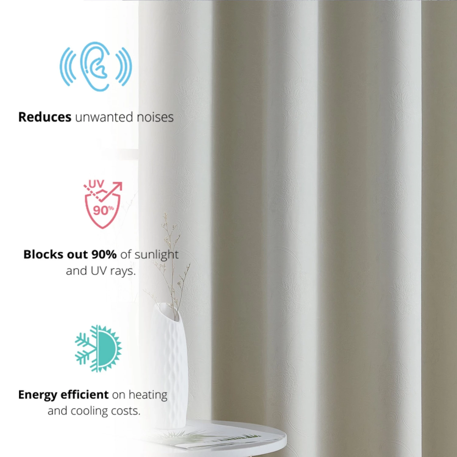 HLC.ME Blackout Curtains Taylor Floral Blackout Grommet Curtain Panels - Beige - Set Of 2 6 HLC.ME Blackout Curtains Taylor Floral Blackout Grommet Curtain Panels - Beige - Set Of 2