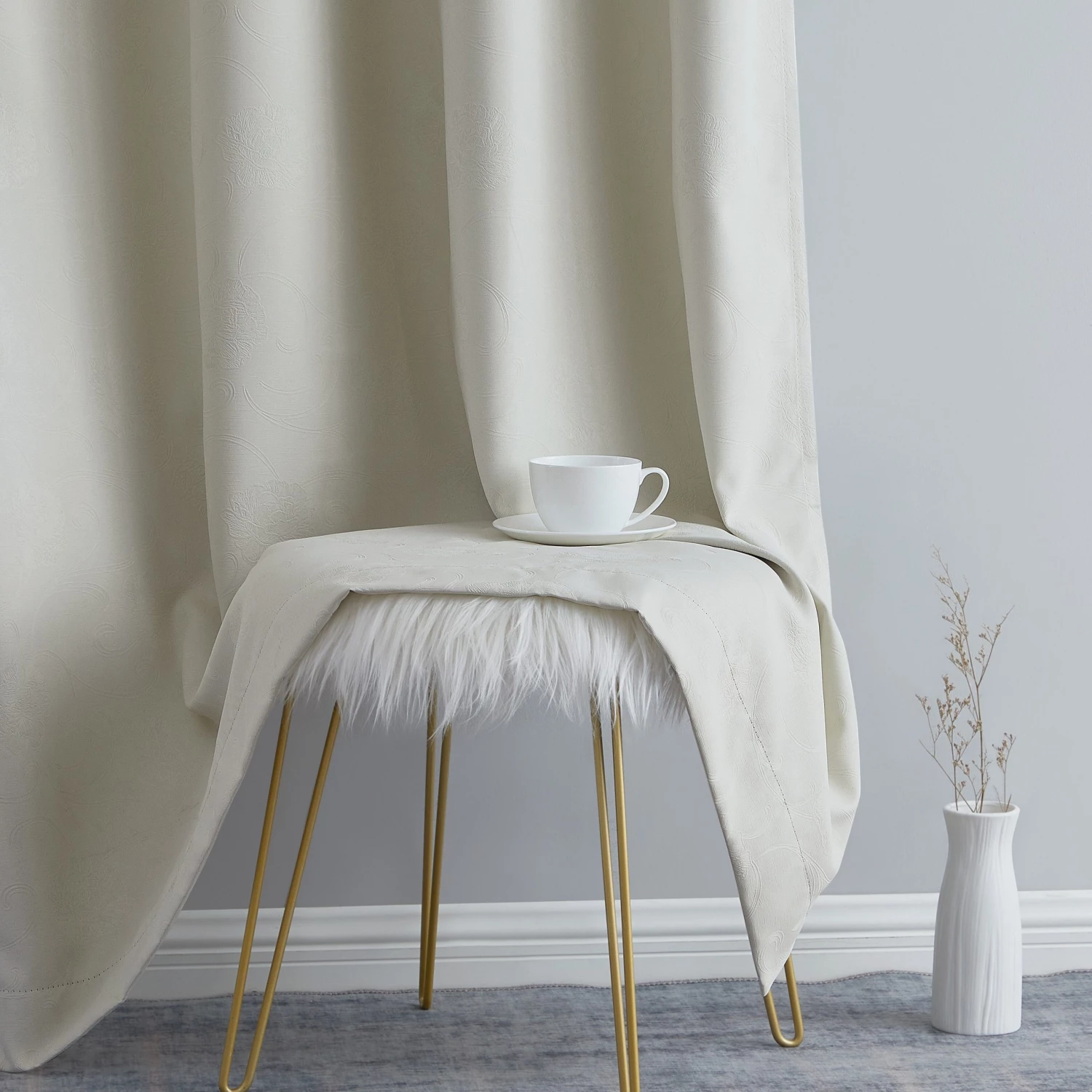 HLC.ME Blackout Curtains Taylor Floral Blackout Grommet Curtain Panels - Beige - Set Of 2 9 HLC.ME Blackout Curtains Taylor Floral Blackout Grommet Curtain Panels - Beige - Set Of 2