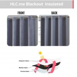 HLC.ME Taylor Floral Blackout Grommet Curtain Panels - Charcoal Grey - Set Of 2