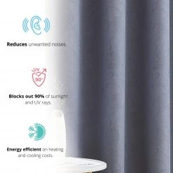 HLC.ME Taylor Floral Blackout Grommet Curtain Panels - Charcoal Grey - Set Of 2