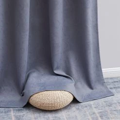 HLC.ME Taylor Floral Blackout Grommet Curtain Panels - Charcoal Grey - Set Of 2