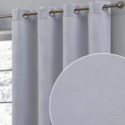 HLC.ME Blackout Curtains Taylor Floral Blackout Grommet Curtain Panels - Light Grey - Set Of 2