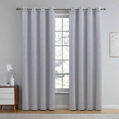 HLC.ME Blackout Curtains Taylor Floral Blackout Grommet Curtain Panels - Light Grey - Set Of 2