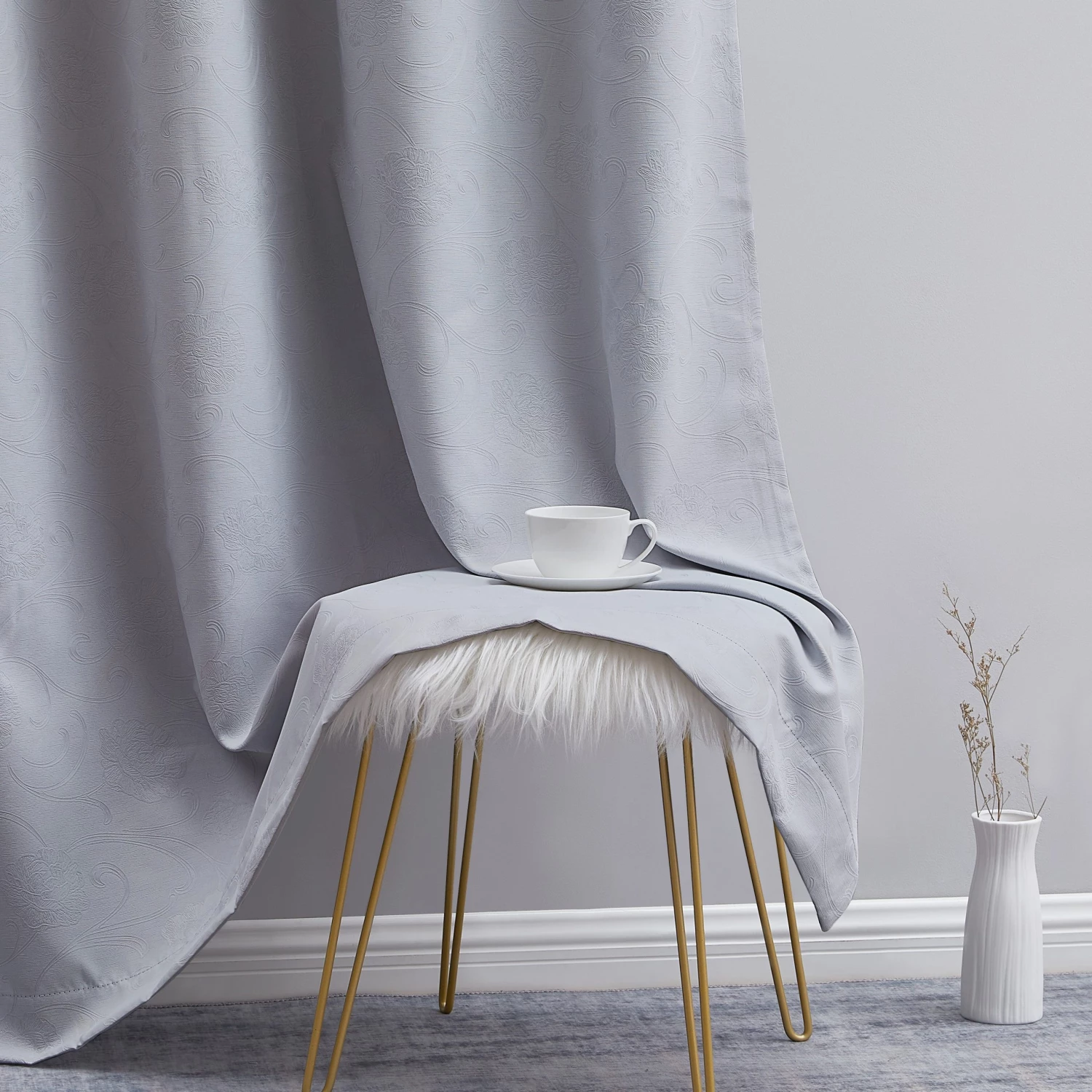 HLC.ME Blackout Curtains Taylor Floral Blackout Grommet Curtain Panels - Light Grey - Set Of 2 9 HLC.ME Blackout Curtains Taylor Floral Blackout Grommet Curtain Panels - Light Grey - Set Of 2