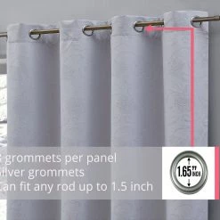 HLC.ME Blackout Curtains Taylor Floral Blackout Grommet Curtain Panels - Light Grey - Set Of 2 15 HLC.ME Blackout Curtains Taylor Floral Blackout Grommet Curtain Panels - Light Grey - Set Of 2
