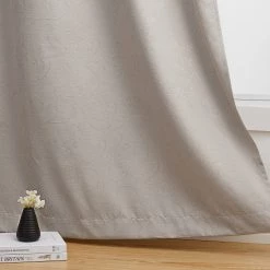 HLC.ME Taylor Floral Blackout Grommet Curtain Panels - Taupe - Set Of 2 Blackout Curtains