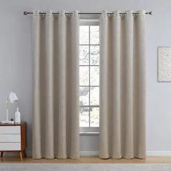 HLC.ME Taylor Floral Blackout Grommet Curtain Panels - Taupe - Set Of 2 Blackout Curtains