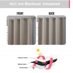 HLC.ME Taylor Floral Blackout Grommet Curtain Panels - Taupe - Set Of 2 Blackout Curtains