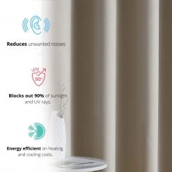 HLC.ME Taylor Floral Blackout Grommet Curtain Panels - Taupe - Set Of 2 Blackout Curtains