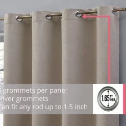 HLC.ME Taylor Floral Blackout Grommet Curtain Panels - Taupe - Set Of 2 Blackout Curtains