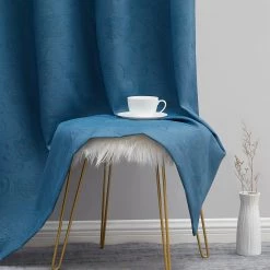 HLC.ME Taylor Floral Blackout Grommet Curtain Panels - Teal Blue - Set Of 2 17 HLC.ME Taylor Floral Blackout Grommet Curtain Panels - Teal Blue - Set Of 2