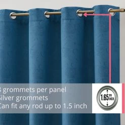 HLC.ME Taylor Floral Blackout Grommet Curtain Panels - Teal Blue - Set Of 2 15 HLC.ME Taylor Floral Blackout Grommet Curtain Panels - Teal Blue - Set Of 2