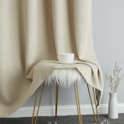 HLC.ME Blackout Curtains Hamilton 100% Blackout Curtain Panels - Beige - Set Of 2