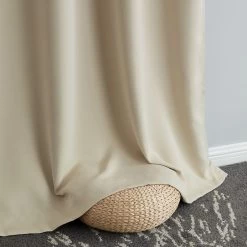 HLC.ME Dakota 100% Blackout Grommet Curtain Panels - Beige - Set Of 2 Blackout Curtains