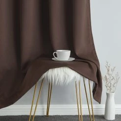 HLC.ME Blackout Curtains Dakota 100% Blackout Grommet Curtain Panels - Chocolate Brown - Set Of 2
