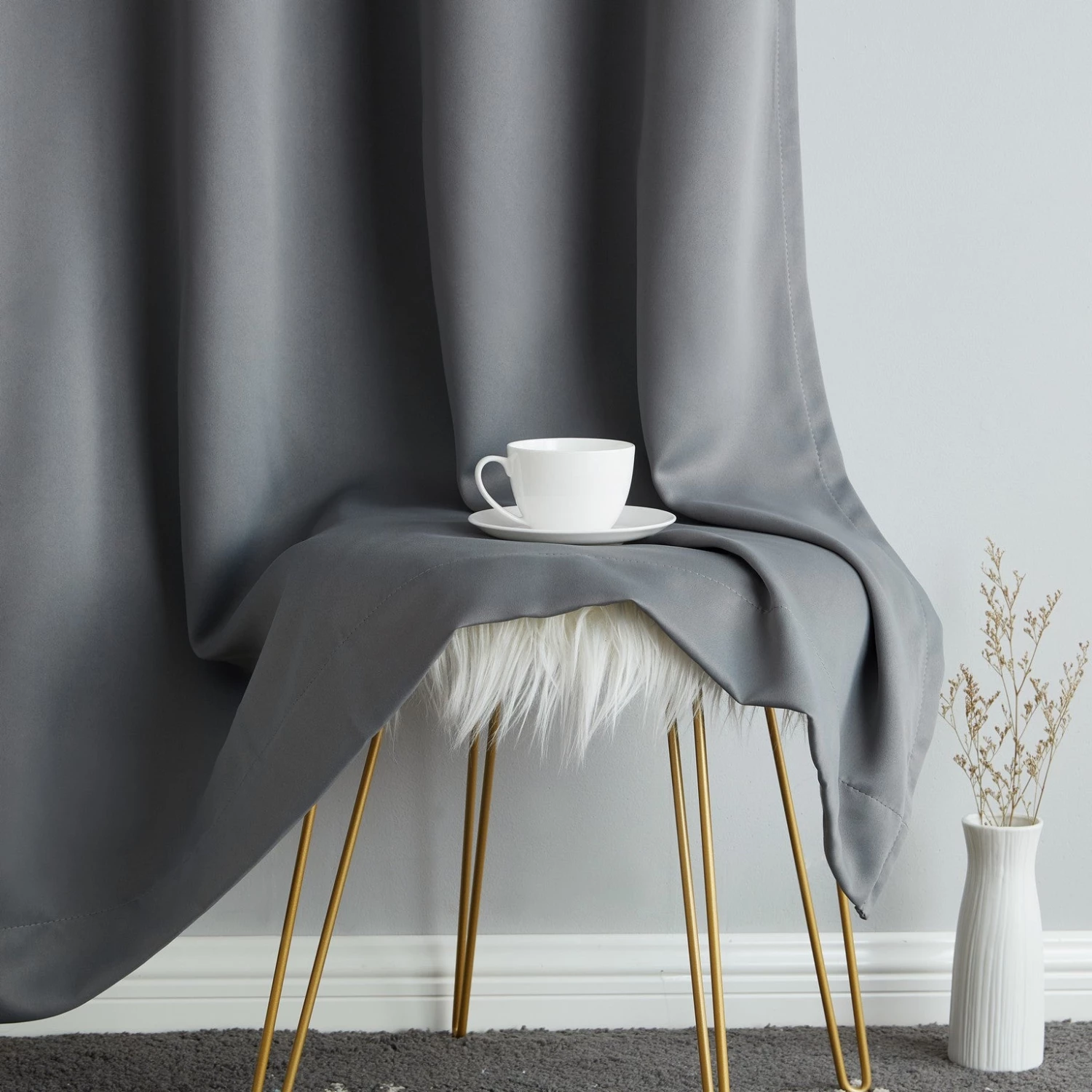 HLC.ME Hamilton 100% Blackout Curtain Panels - Grey - Set Of 2 Blackout Curtains 8 HLC.ME Hamilton 100% Blackout Curtain Panels - Grey - Set Of 2 Blackout Curtains