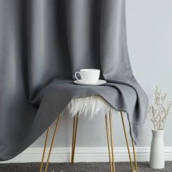 HLC.ME Dakota 100% Blackout Grommet Curtain Panels - Grey - Set Of 2