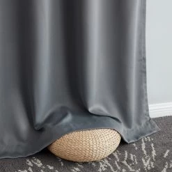 HLC.ME Dakota 100% Blackout Grommet Curtain Panels - Grey - Set Of 2