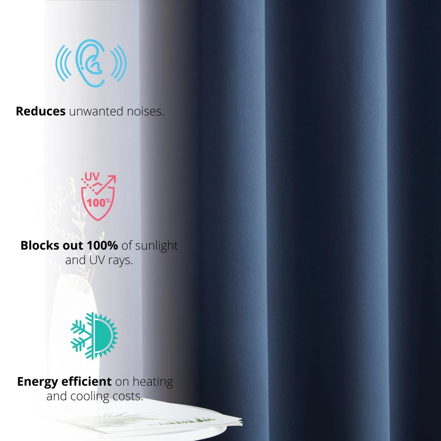 HLC.ME Blackout Curtains Hamilton 100% Blackout Curtain Panels - Navy Blue - Set Of 2 8 HLC.ME Blackout Curtains Hamilton 100% Blackout Curtain Panels - Navy Blue - Set Of 2