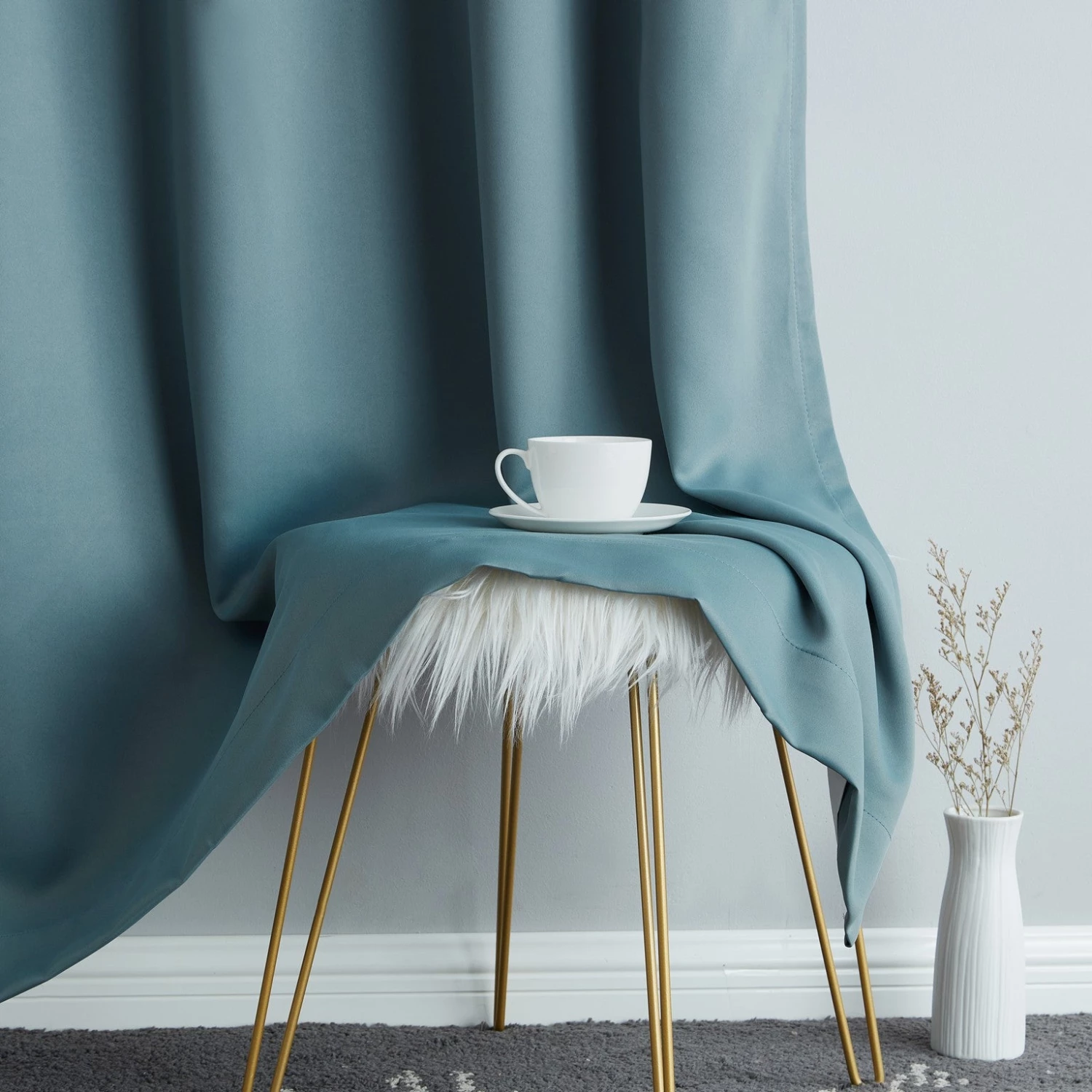 HLC.ME Faux Linen Curtains Dakota 100% Blackout Grommet Patio Door Panel - Slate Blue 8 HLC.ME Faux Linen Curtains Dakota 100% Blackout Grommet Patio Door Panel - Slate Blue