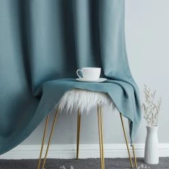 HLC.ME Dakota 100% Blackout Grommet Curtain Panels - Slate Blue - Set Of 2