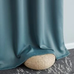 HLC.ME Faux Linen Curtains Dakota 100% Blackout Grommet Patio Door Panel - Slate Blue 16 HLC.ME Faux Linen Curtains Dakota 100% Blackout Grommet Patio Door Panel - Slate Blue