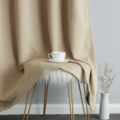 HLC.ME Dakota 100% Blackout Grommet Curtain Panels - Taupe - Set Of 2 Blackout Curtains