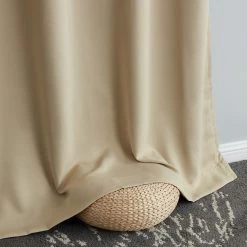 HLC.ME Dakota 100% Blackout Grommet Patio Door Panel - Taupe Faux Linen Curtains