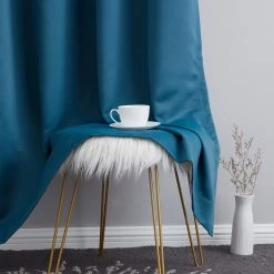 HLC.ME Hamilton 100% Blackout Curtain Panels - Teal Blue - Set Of 2