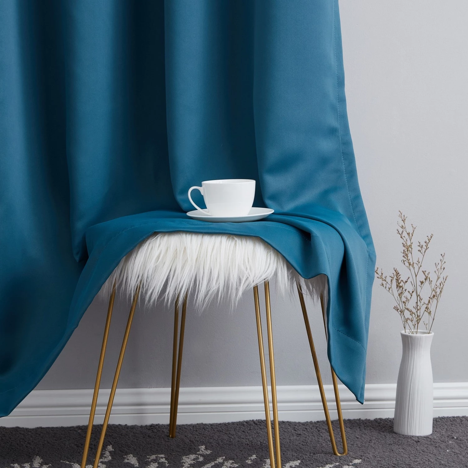 HLC.ME Dakota 100% Blackout Grommet Curtain Panels - Teal Blue - Set Of 2 Blackout Curtains 6 HLC.ME Dakota 100% Blackout Grommet Curtain Panels - Teal Blue - Set Of 2 Blackout Curtains