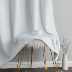 HLC.ME Dakota 100% Blackout Grommet Curtain Panels - White - Set Of 2 Blackout Curtains